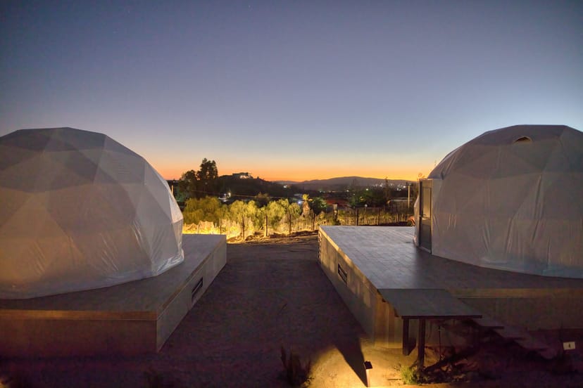 Luxury glamping dome exterior view