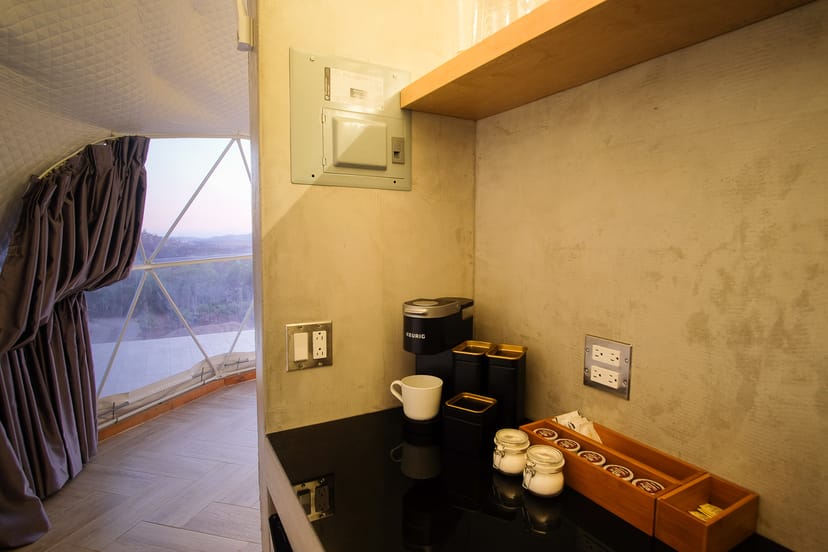 Architectural details of glamping dome